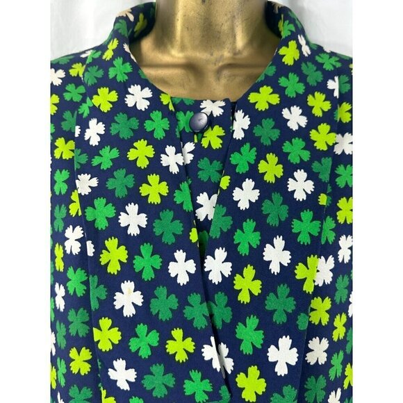 Vintage Givenchy Floral Dress M Secretary Bow Irish Clover Patrick's Kelly Green - Picture 3 of 7